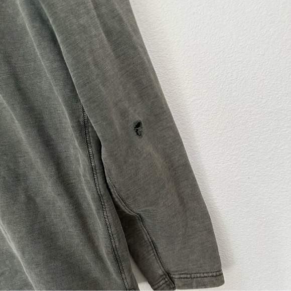 Aigle mens pullovwr 1/4 zip garment dyed army green/grey elbow patch sweater L - Picture 3 of 5